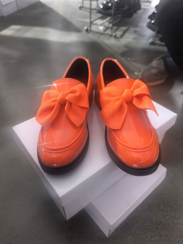 Damen Loafer mit Karo‑Muster und Schleifenapplikation Mune Fashion