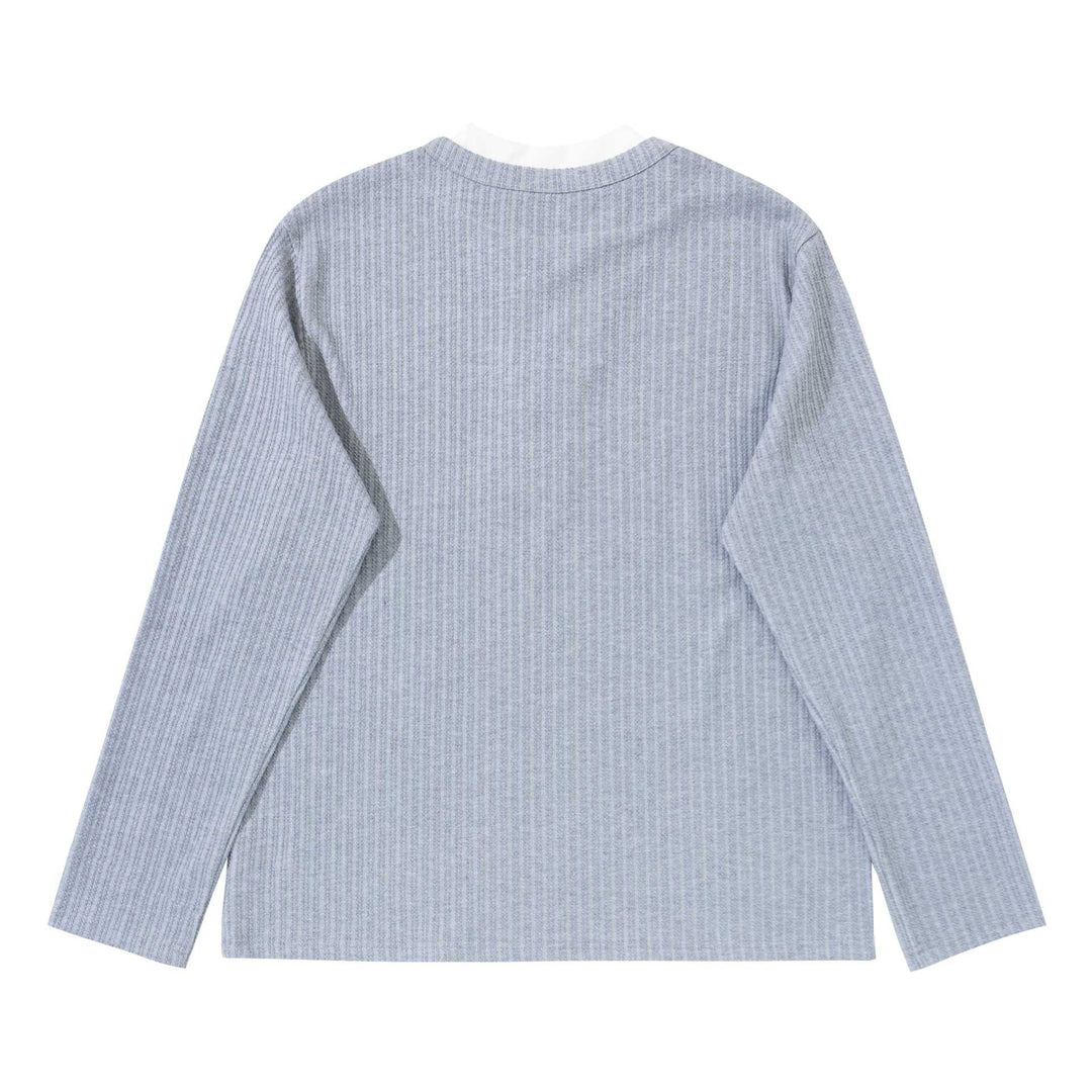 Unisex fine structured ribbed sweater with Henley neckline Mune Fashion