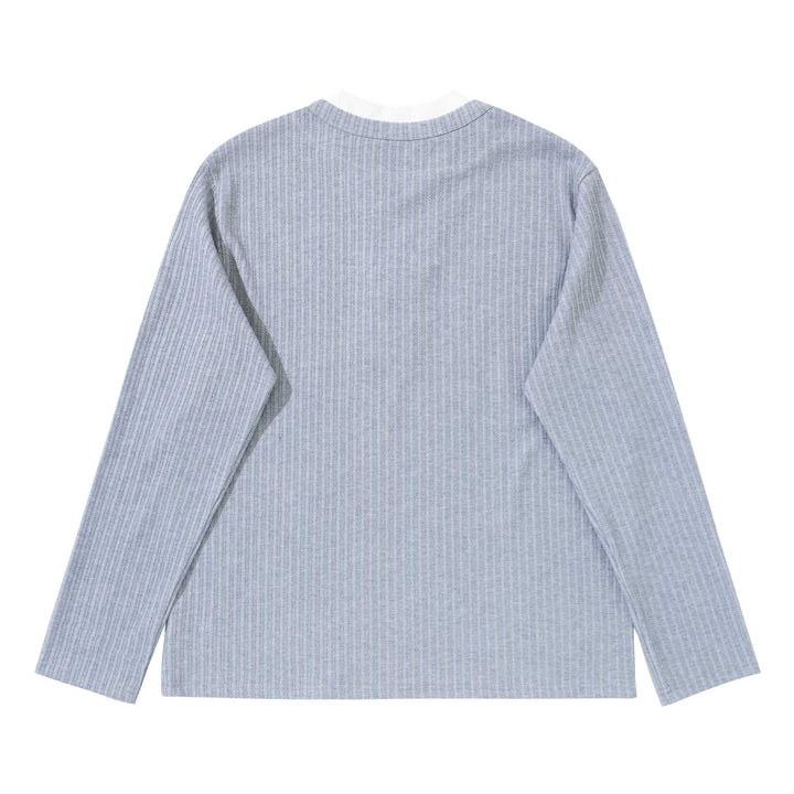 Unisex fine structured ribbed sweater with Henley neckline Mune Fashion