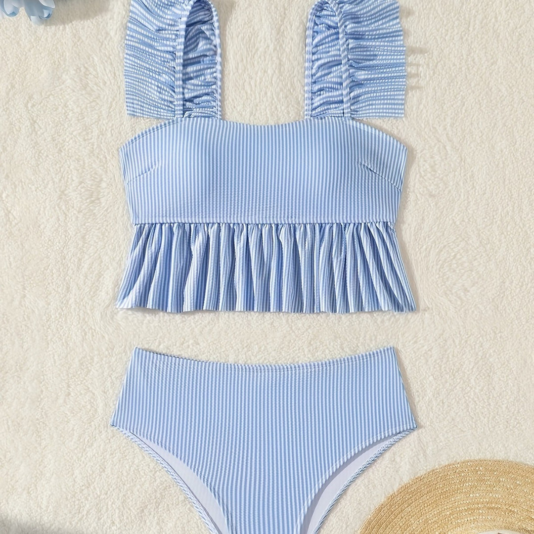 Ladies Bandeau Bikini with Ruffles and High Waist Mune Fashion