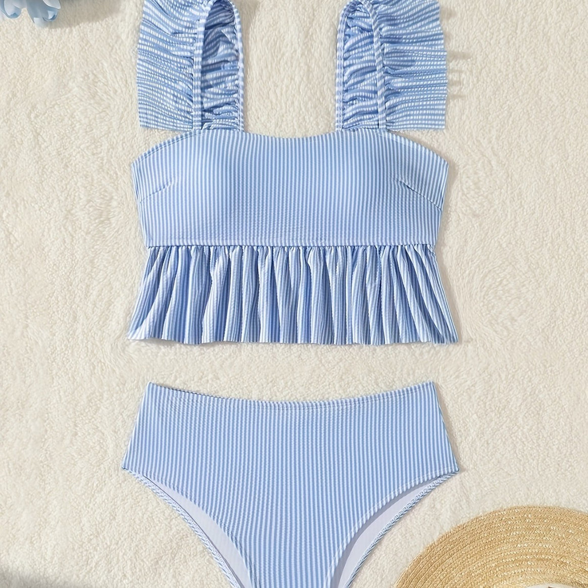 Ladies Bandeau Bikini with Ruffles and High Waist Mune Fashion