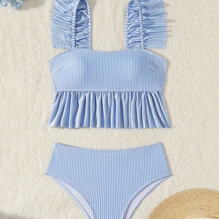 Ladies Bandeau Bikini with Ruffles and High Waist Mune Fashion