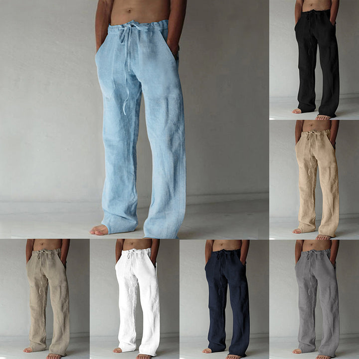 Men's relaxed linen pants with wide leg and drawstring waist Mune Fashion