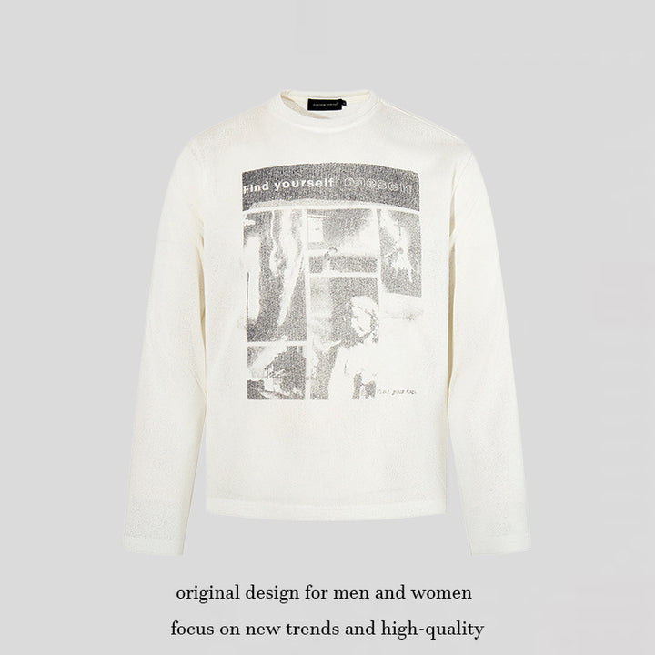 Men's sweatshirt with vintage photo collage print, straight cut and round neck Mune Fashion