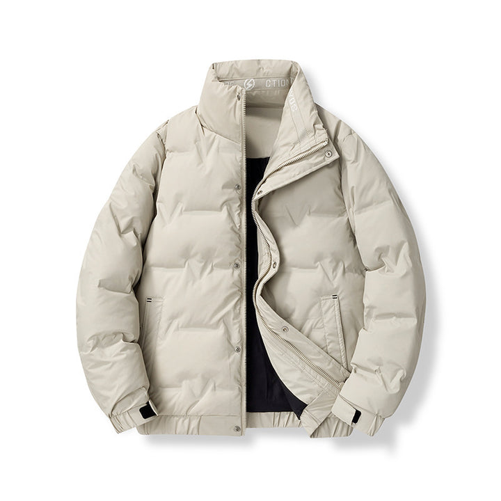Men's padded quilted jacket with high collar and concealed zipper front Mune Fashion