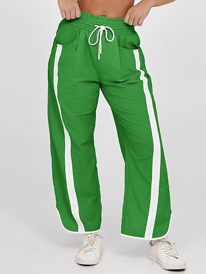 Women's nan relaxed track pants with side contrast stripe, elastic smocked waistband, and side pockets Mune Fashion