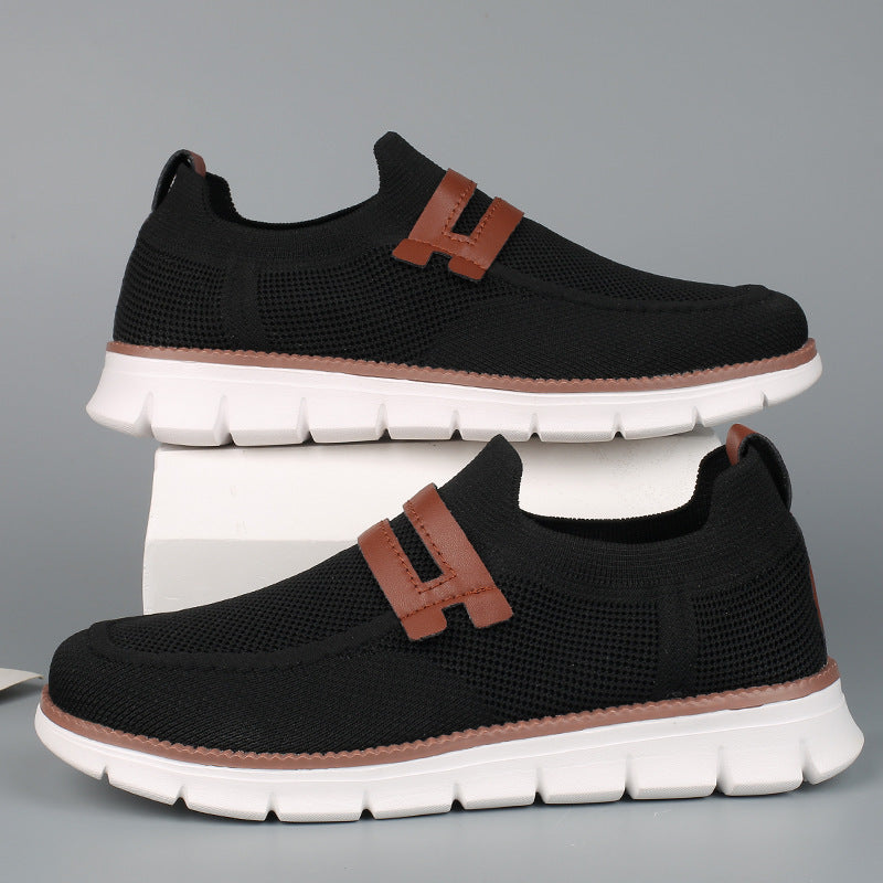 Women's Elastic Knitted Moccasin Sneakers with Cushioned EVA Sole and Decorative Strap Mune Fashion