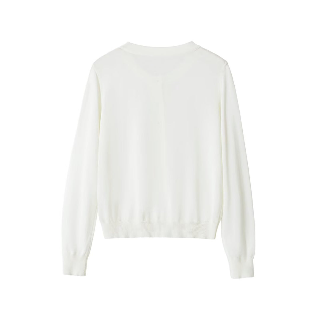 Ladies fine-knit henley pullover with button placket and ribbed hem Mune Fashion