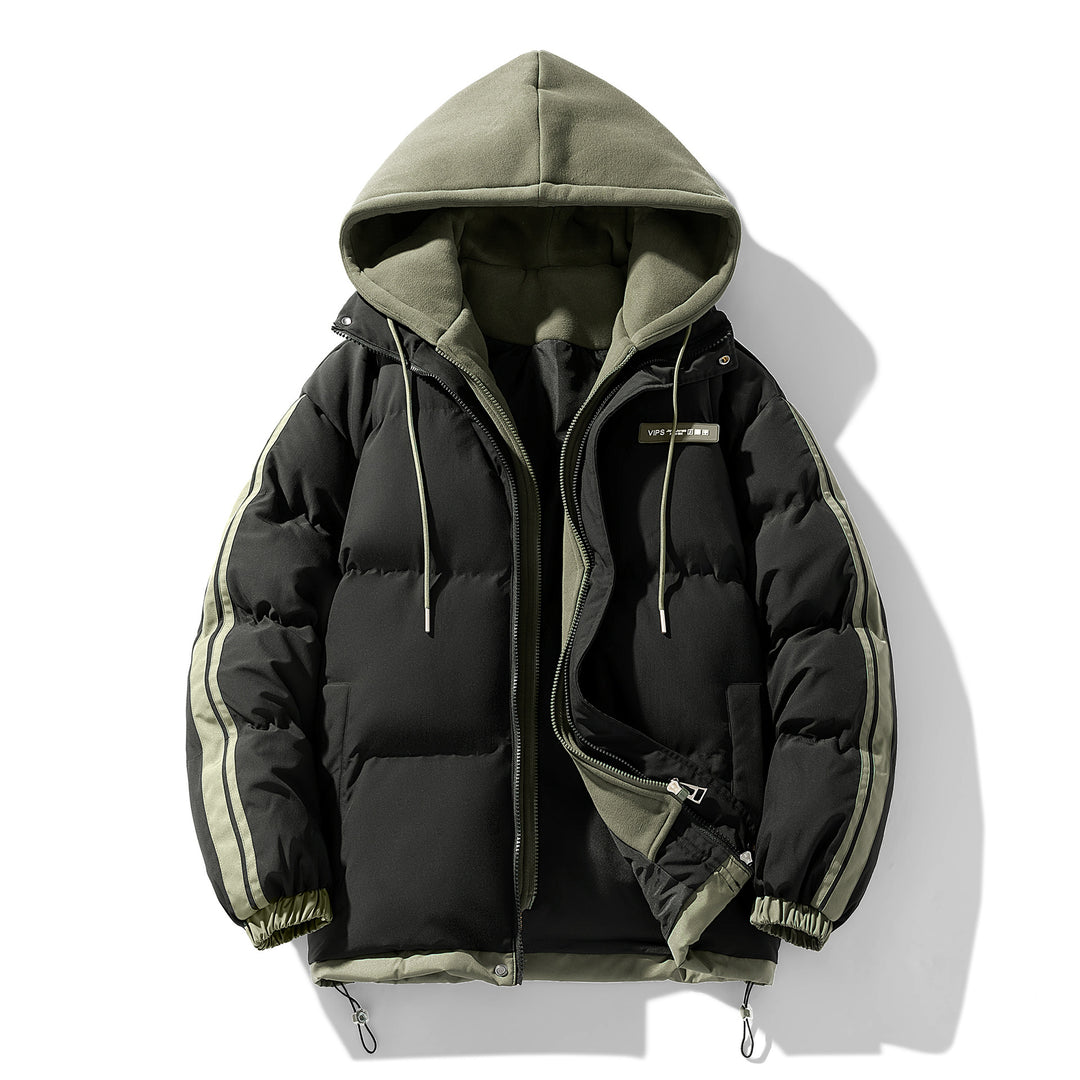 Men's nano padded parka hybrid with internal hoodie, side stripes and two-way zipper Mune Fashion