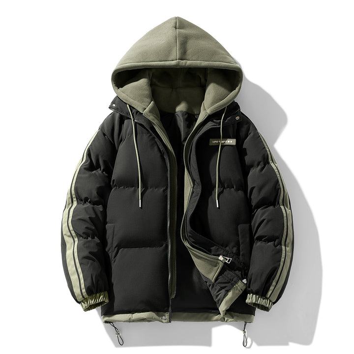 Men's nano padded parka hybrid with internal hoodie, side stripes and two-way zipper Mune Fashion