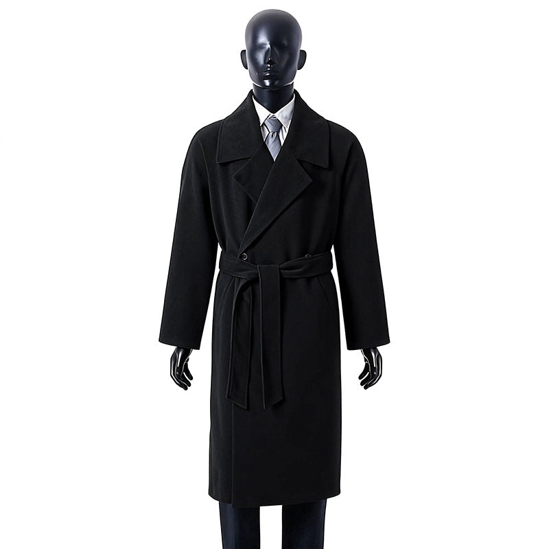 Women's Oversized Coat with Wide Lapels and Waist Belt Mune Fashion