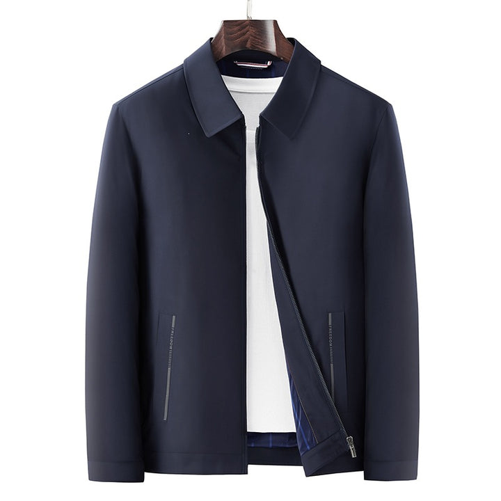 Men's Minimalistic Lightweight Transition Jacket with Shirt Collar, Concealed Zipper & Side Zipper Pockets Mune Fashion