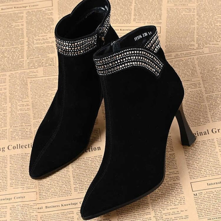 Women's Elegant Ankle Boots with Glitter Band Mune Fashion