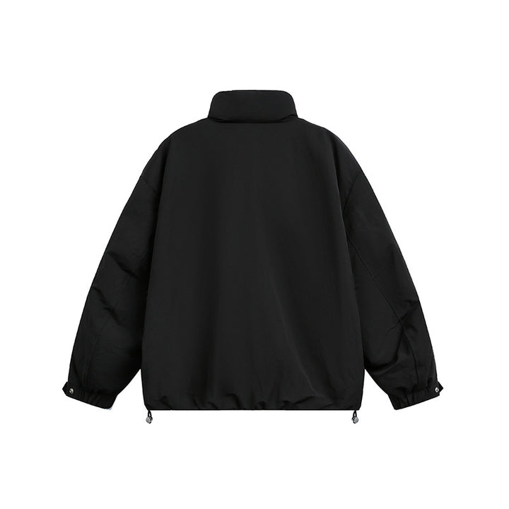 Men's Oversized Quilted Blouson Jacket with Stand-up Collar and Drawstring Mune Fashion