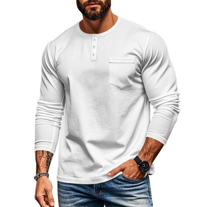 Men's slim long-sleeve button shirt with short button placket and chest pocket Mune Fashion