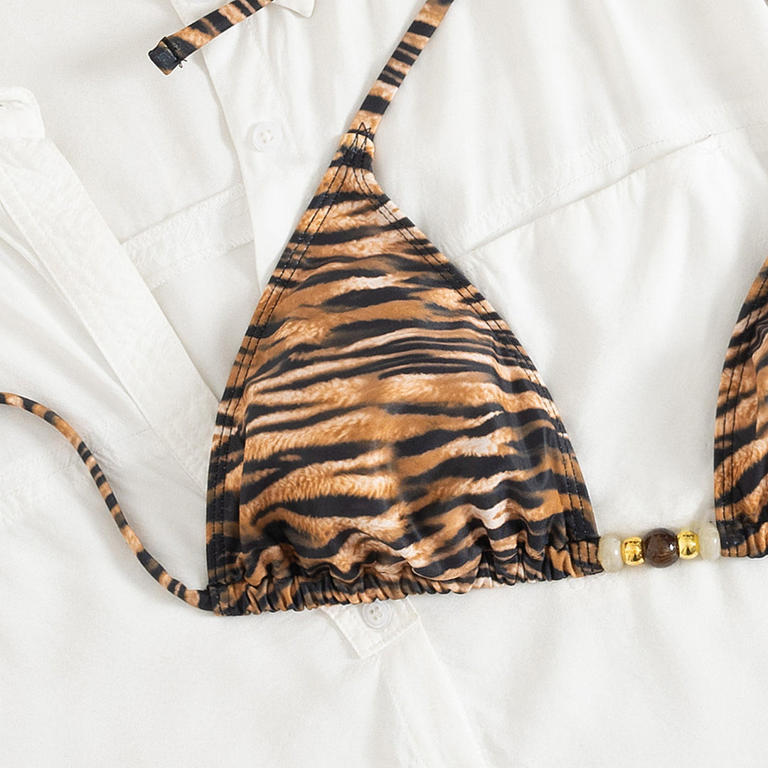 Women's triangle bikini with sophisticated animal print details Mune Fashion