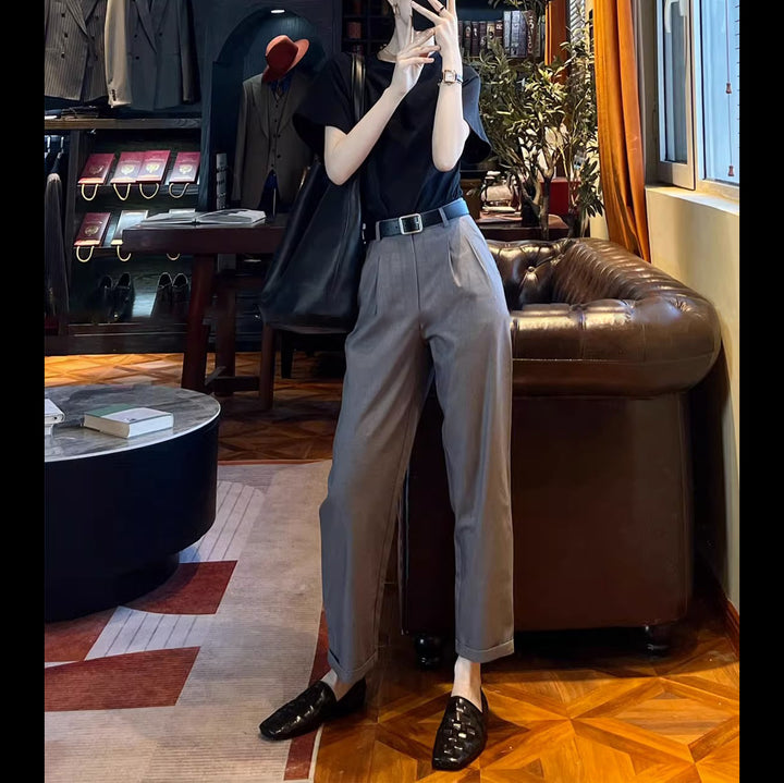 Women's wide fabric pants with elegant pleats Mune Fashion