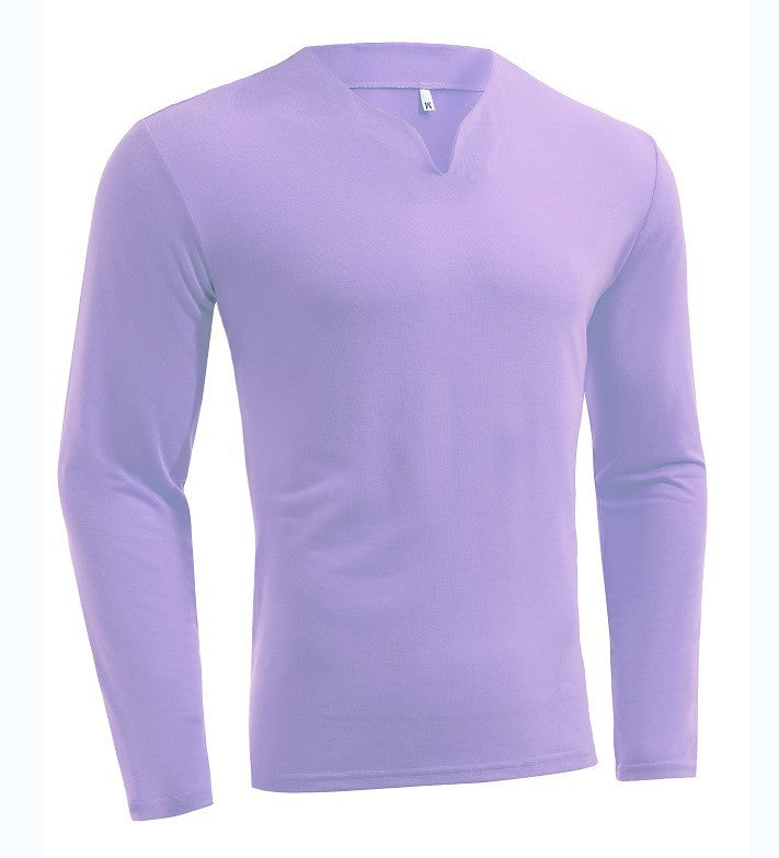 Men's long sleeve shirt with V-neck Slim Fit cotton blend and elastic comfort waistband Mune Fashion