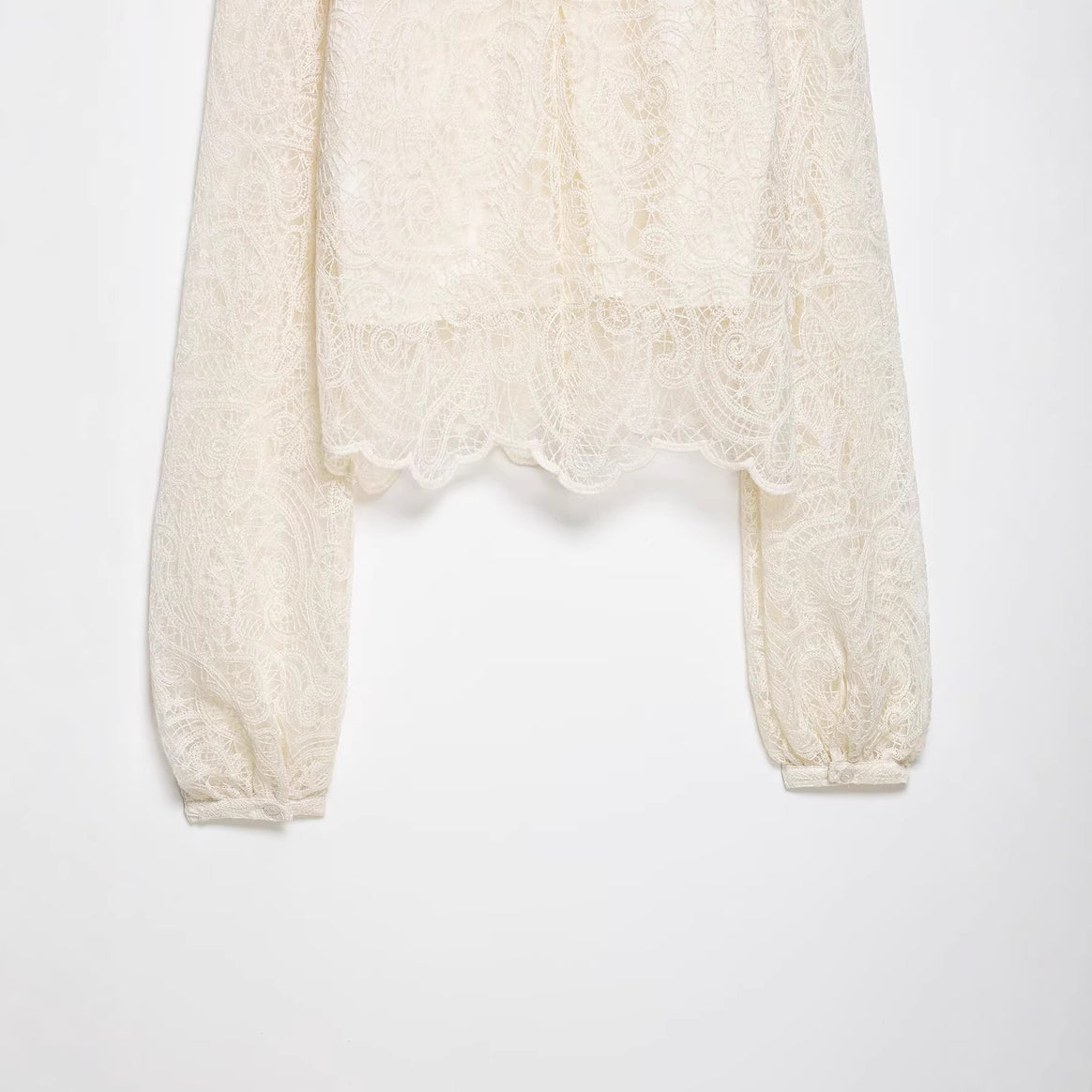 Women Playful Lace Mini Dress with Transparent Sleeves and Wavy Hem Mune Fashion