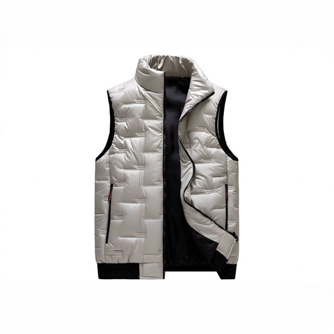 Men's Lightweight Thermal Quilted Vest with Box Quilting, Stand Collar and Elastic Hem Mune Fashion