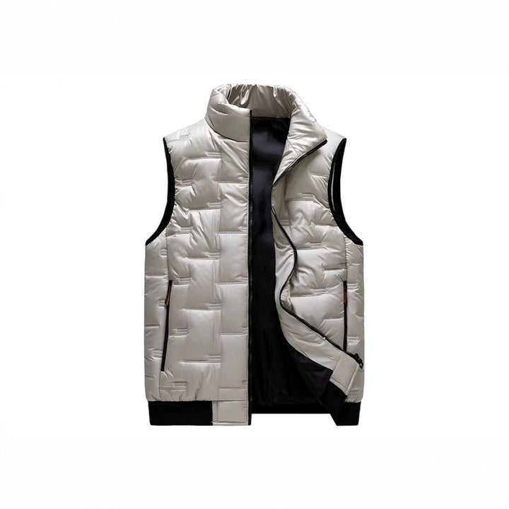 Men's Lightweight Thermal Quilted Vest with Box Quilting, Stand Collar and Elastic Hem Mune Fashion