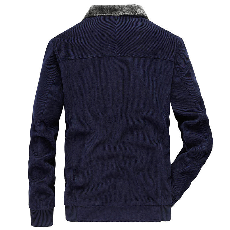 Men's corduroy cardigan with warm teddy fleece lining and badge details Mune Fashion
