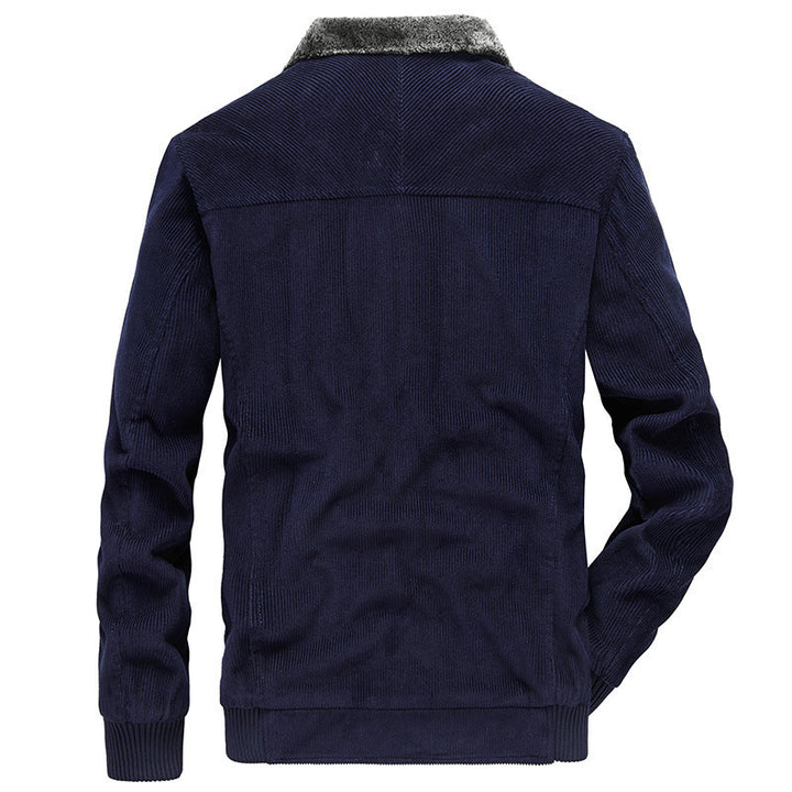 Men's corduroy cardigan with warm teddy fleece lining and badge details Mune Fashion