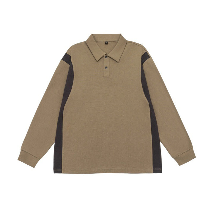 Unisex Long Sleeve Polo Shirt in Oversize Sweatstyle with Contrast Side Inserts Mune Fashion
