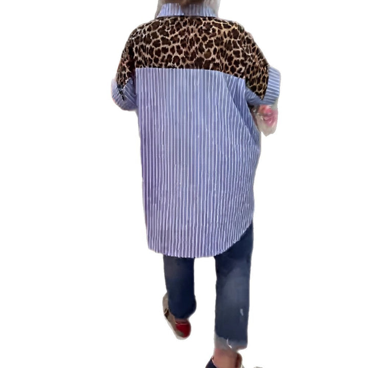 Women wide-cut poncho tunic with leopard print and decorative flamingo appliqués Mune Fashion