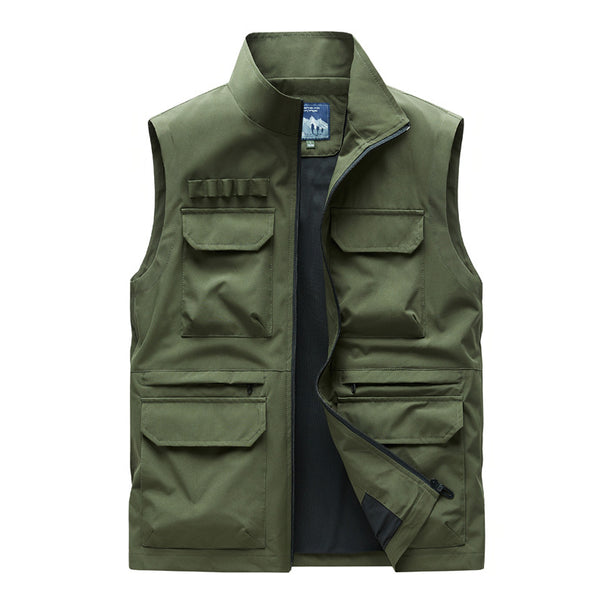 Men's tactical utility vest with modular pocket organizer, concealed zipper, and reinforced collar Mune Fashion