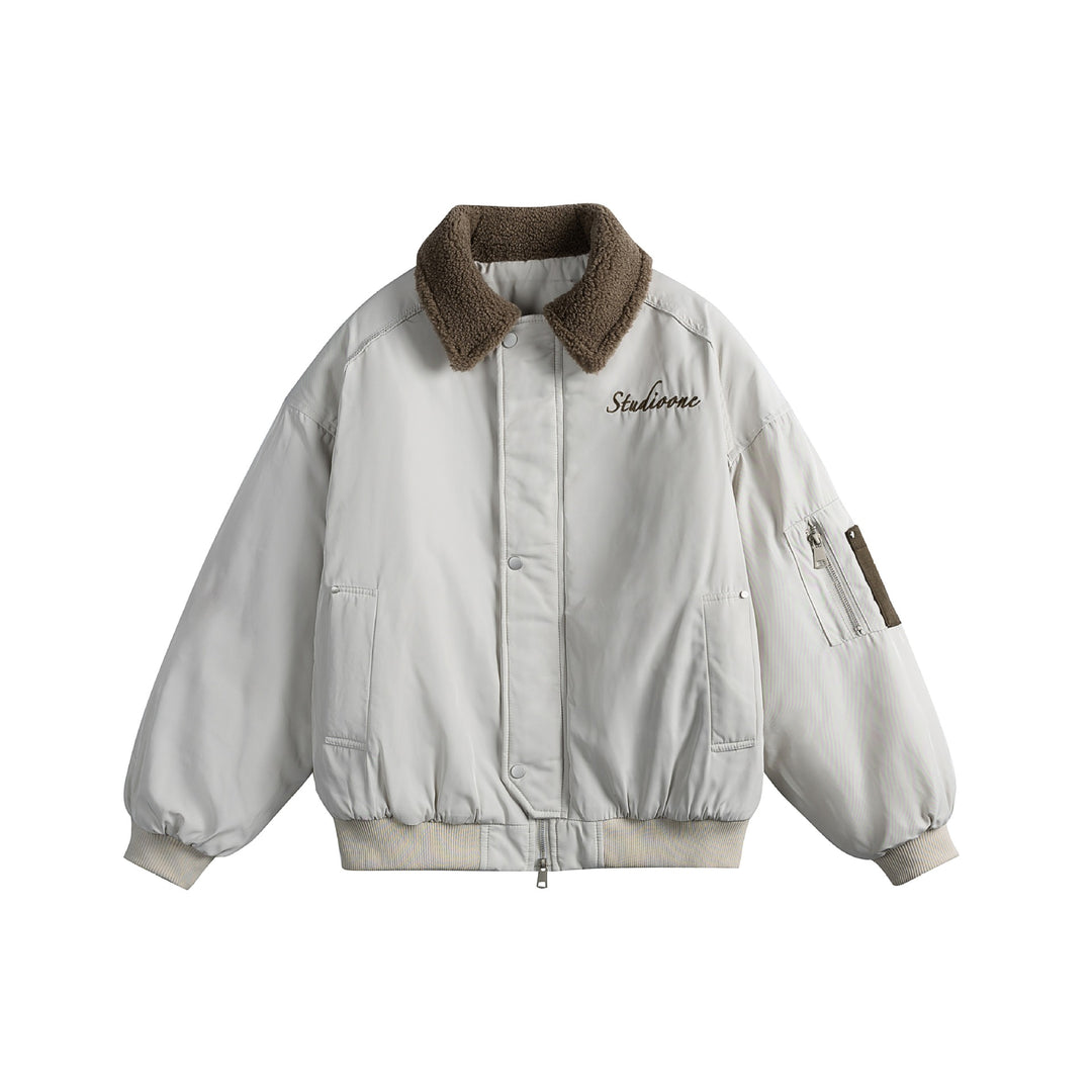Unisex Padded Bomber Jacket with Teddy Collar and Utility Arm Pocket Mune Fashion