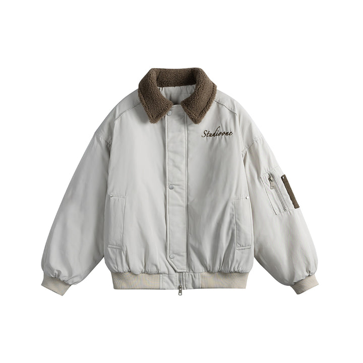 Unisex Padded Bomber Jacket with Teddy Collar and Utility Arm Pocket Mune Fashion