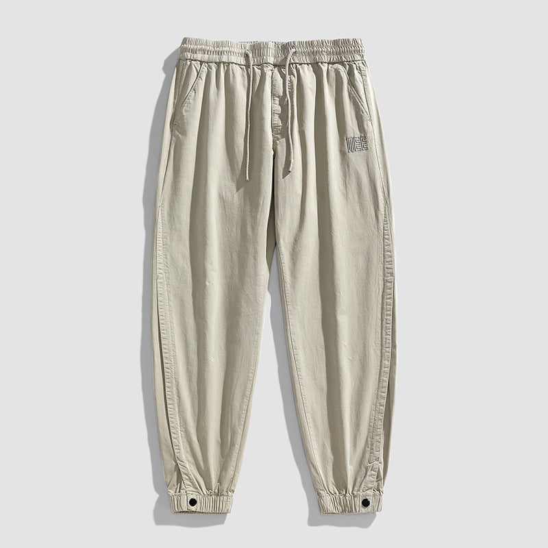 Herren Leichte Baumwoll-Joggerhose mit Tunnelzug, elastischem Knöchelabschluss und dezenter Logostickerei Mune Fashion