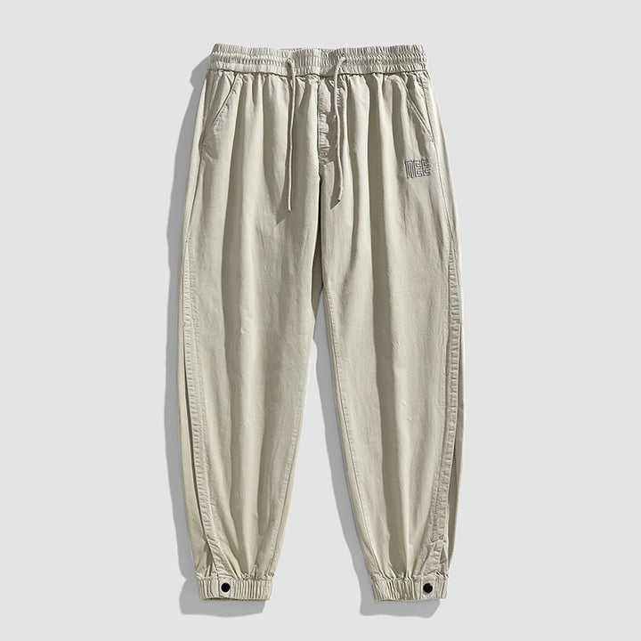 Herren Leichte Baumwoll-Joggerhose mit Tunnelzug, elastischem Knöchelabschluss und dezenter Logostickerei Mune Fashion