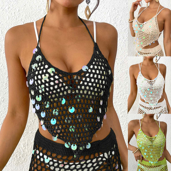 Women’s Crochet Top with Colorful Sequins Mune Fashion