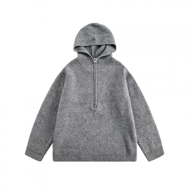 Unisex Oversize Hoodie made of fine knit with half zipper Mune Fashion