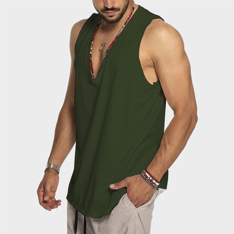 Men's deeply cut sleeveless top with V-neck and relaxed flowing fit Mune Fashion