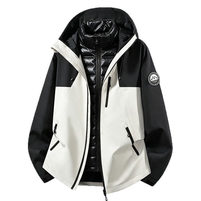 Unisex non-waterproof three-piece softshell jacket with detachable quilted inner jacket and hood Mune Fashion