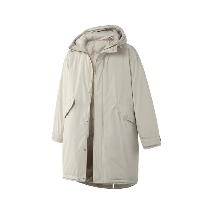Unisex Quilted Long Parka in Boxy Cut with Hood and Drawstring Hem Mune Fashion