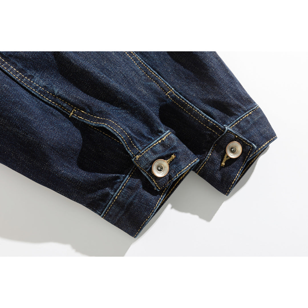 Unisex Wide-cut Denim Worker Blouson with Asymmetric Flap Pocket Mune Fashion