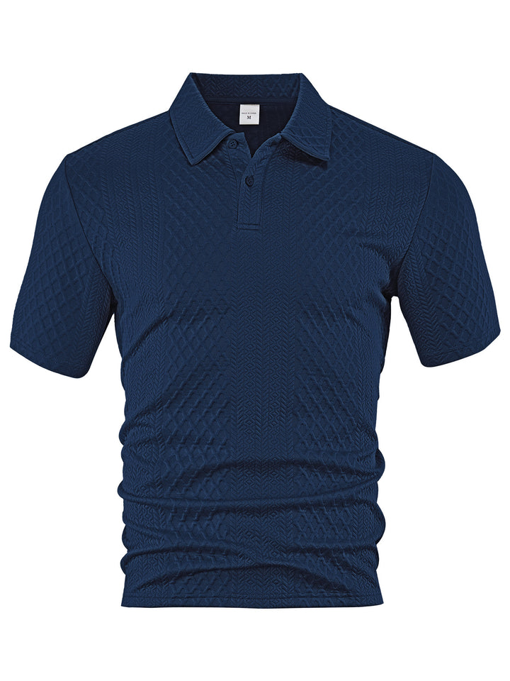 Men's textured jacquard polo shirt short sleeves slim fit with polo collar Mune Fashion