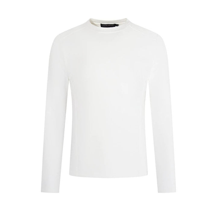 Men's Breathable Slim-Fit Fine Knit Long Sleeve Shirt with Round Neck Mune Fashion