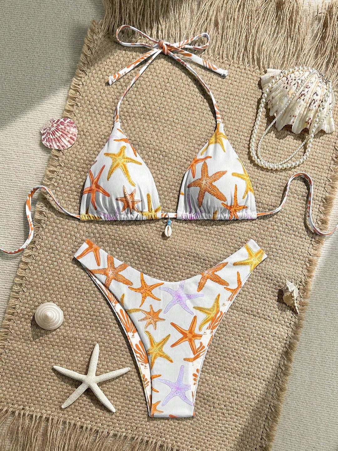 Women's triangle bikini with maritime star pattern Mune Fashion