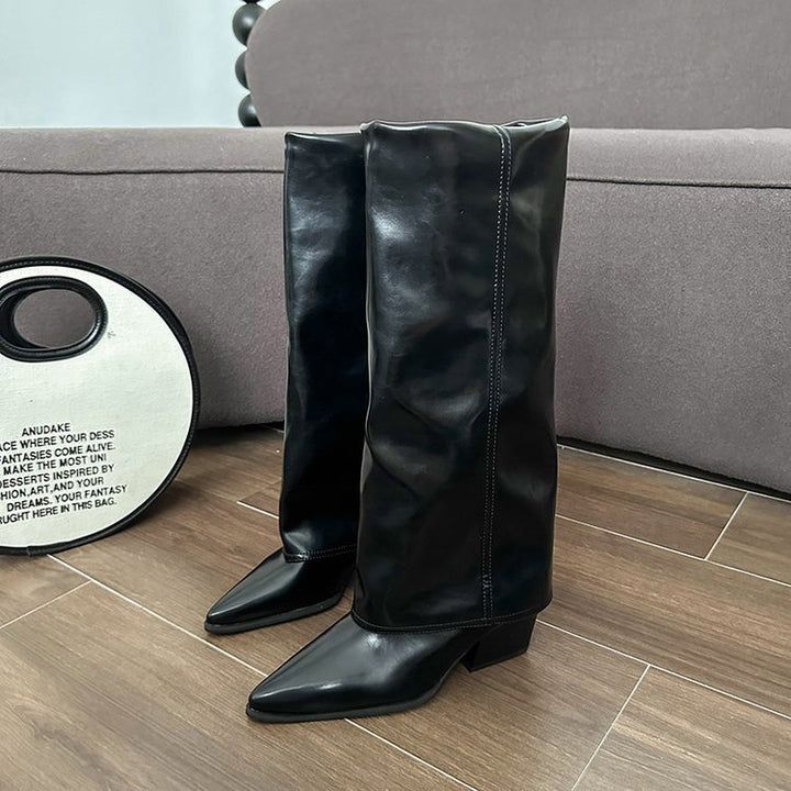Ladies Elegant and Chic Boots with Block Heel Mune Fashion