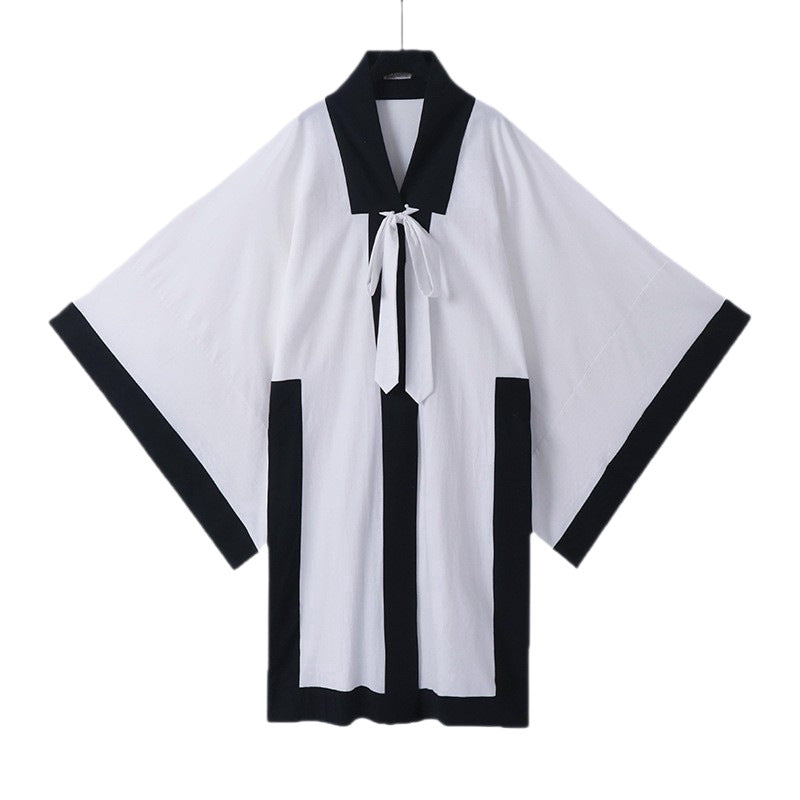 Unisex Oversize Kimono-Cardigan with contrast trim, tie belt and patch pockets Mune Fashion
