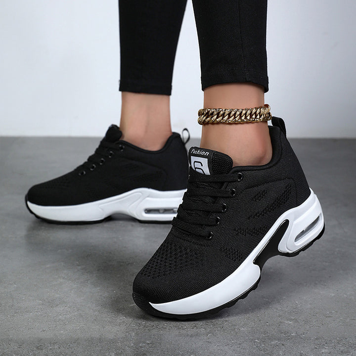 Women's nan aerobic and everyday sneakers with shock-absorbing air cushion zone, elastic knit upper and ergonomic footbed Mune Fashion
