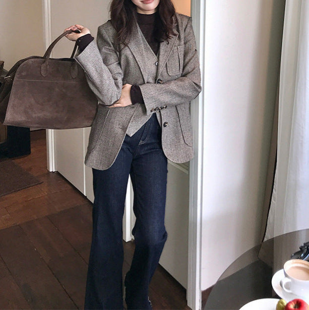 Women's Fashionable Tweed Blazer Mune Fashion