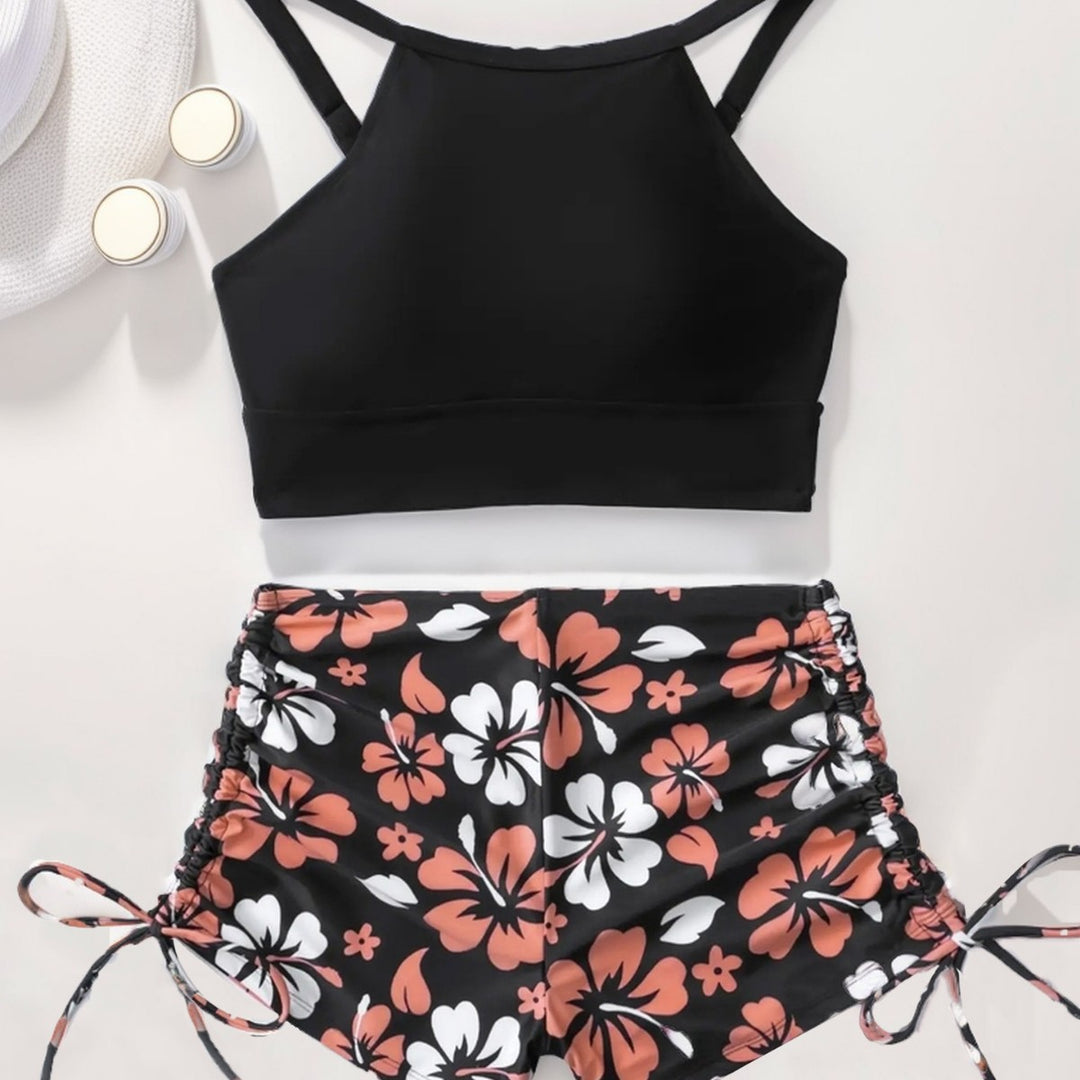 Women's sporty bikini set with high-neck top and ruffle pants Mune Fashion