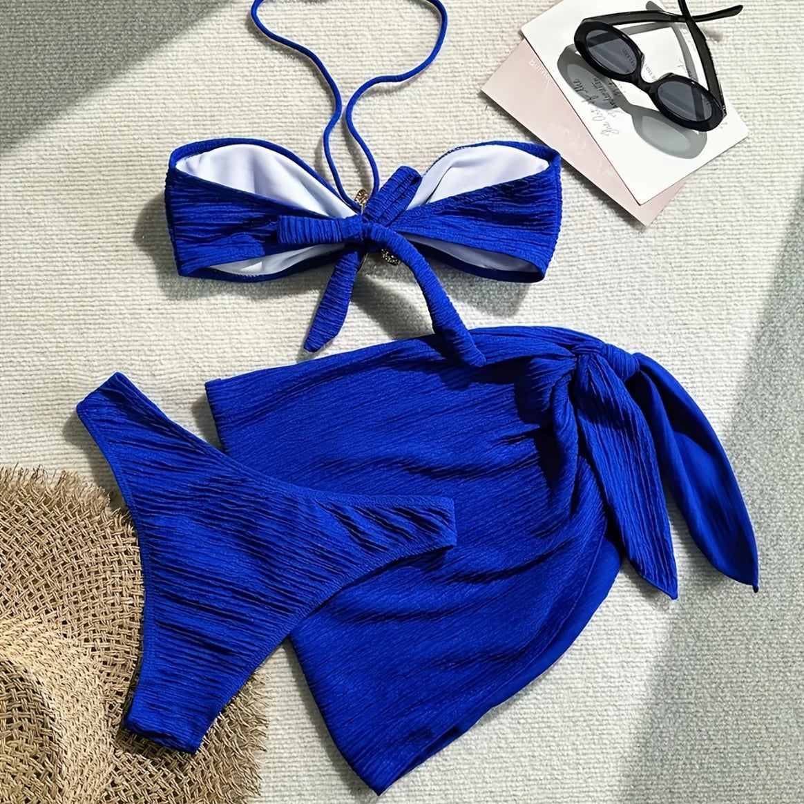 Women's bandeau bikini set with playful wrap skirt and sparkling starfish detail Mune Fashion
