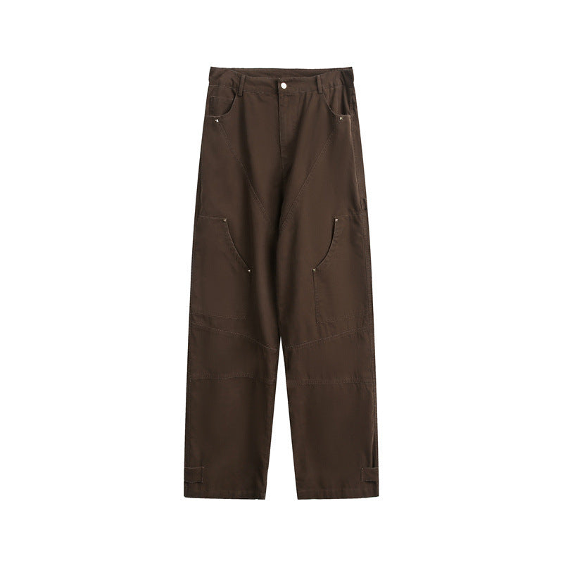 Women Wide High-Waist Cargo Pants with Multifunctional Pockets and Adjustable Hem Mune Fashion